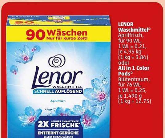 LENOR Waschmittel Aprilfrisch für 90 WL oder All in 1 Color Pods für 76 WL