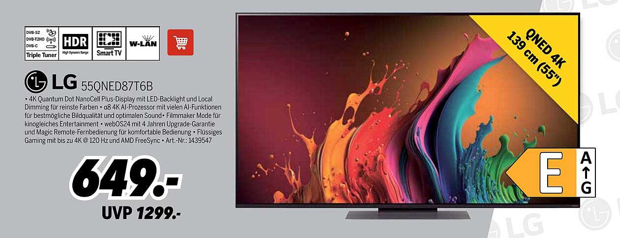LG 55QNEB87T6B – 4K QNED Fernseher mit Smart TV-Funktionen
