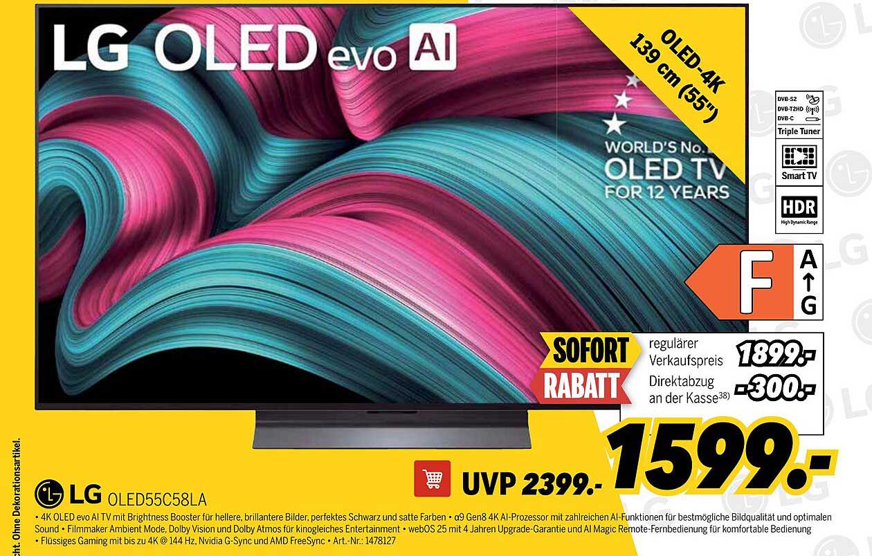 LG OLED evo AI 139 cm (55") 4K Fernseher