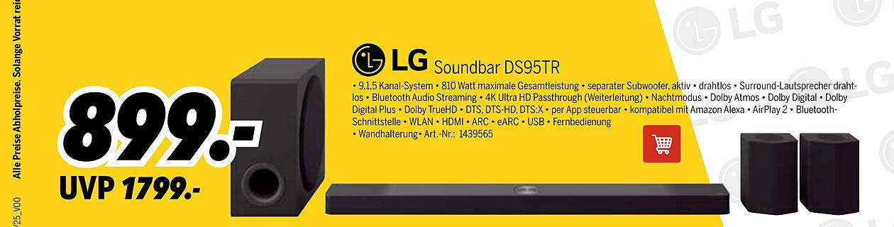 LG Soundbar DS95TR - Leistungsstarkes Klangerlebnis für Ihr Zuhause