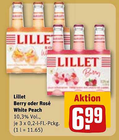 Lillet Berry oder Rosé White Peach 3 x 0,2-L-Glas-Packung