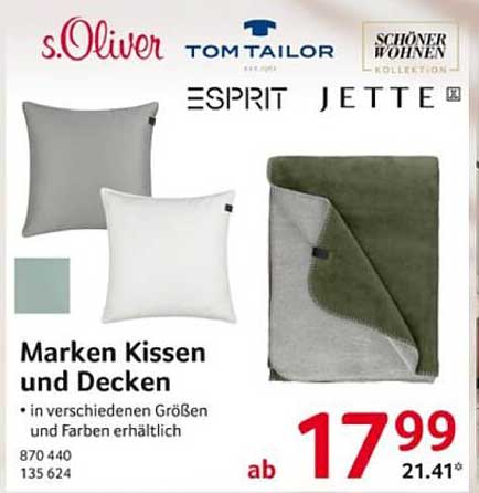 Marken Kissen und Decken in verschiedenen Größen und Farben erhältlich