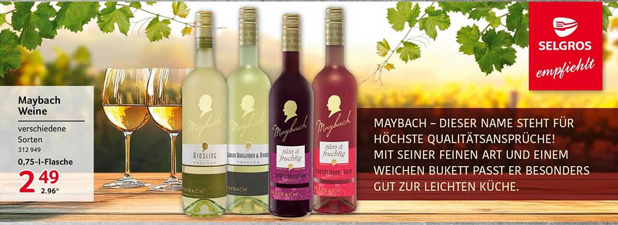 Maybach Weine – verschiedene Sorten 0,75 l-Flasche