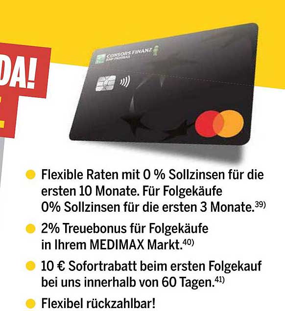 MEDIMAX Kreditkarte mit attraktiven Vorteilen