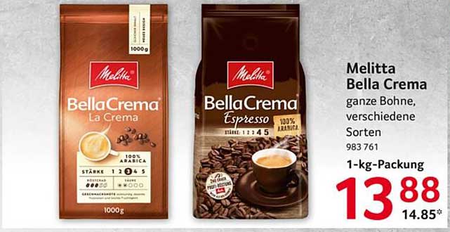 Melitta Bella Crema ganze Bohne, verschiedene Sorten 1-kg-Packung