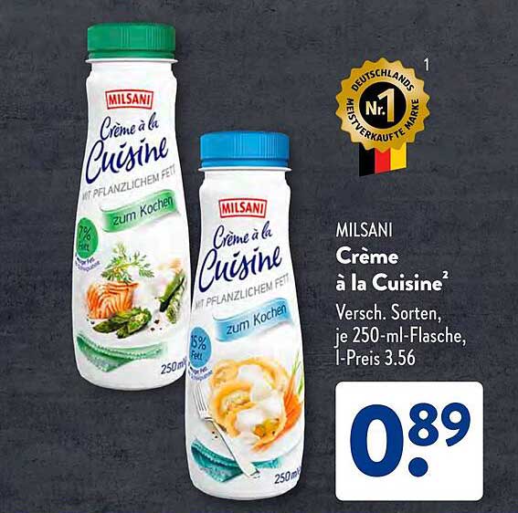 MILSANi Crème à la Cuisine - Verschiedene Sorten, je 250-ml-Flasche