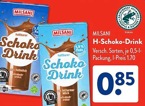 Milsani H-Schoko-Drink, 0,5 l – Süsse Versuchung für jedermann