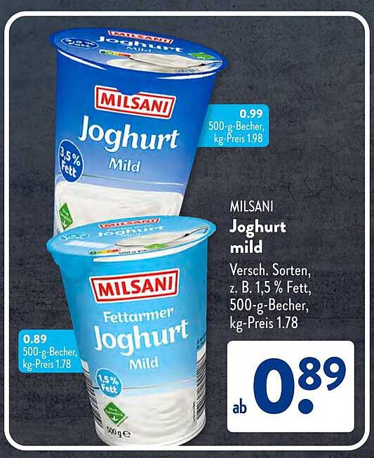 Milsani Joghurt mild - ab 0,89 €