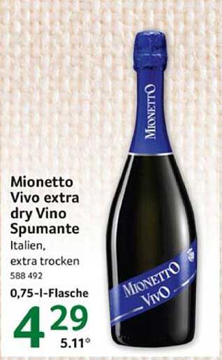 Mionetto Vivo extra dry Vino Spumante 0,75 l-Flasche