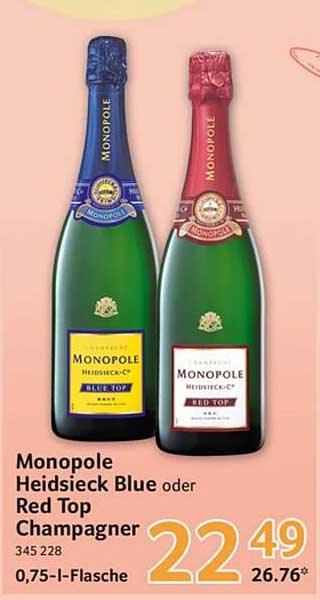 Monopole Heidsieck Blue oder Red Top Champagner