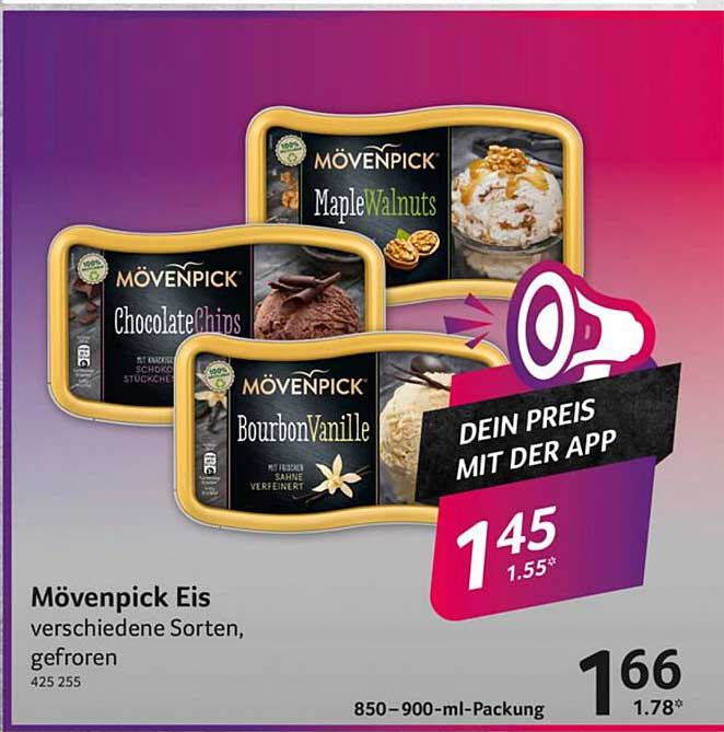 Mövenpick Eis verschiedene Sorten, gefroren