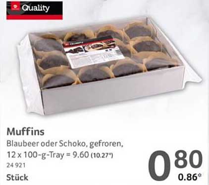 Muffins - Blaubeer oder Schoko, gefroren, 12 x 100-g-Tray