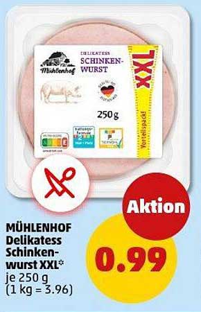 MÜHLENHOF Delikatess Schinkenwurst XXL – 250 g