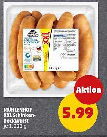 Mühlenhof XXL Schinkenbockwurst je 1.000 g - Aktion!