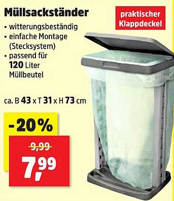 Müllsackständer mit praktischem Klappdeckel