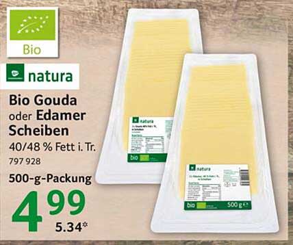 natura Bio Gouda oder Edamer Scheiben 500-g-Packung