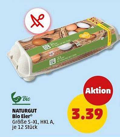 NATURGUT Bio Eier, Größe S-XL, HKL A, je 12 Stück
