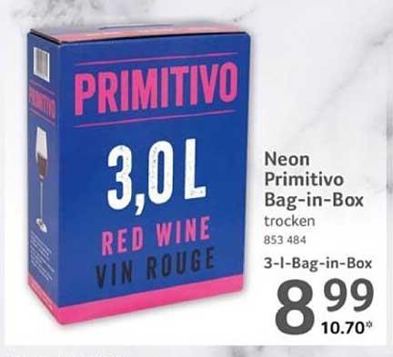 Neon Primitivo Bag-in-Box 3L - trockener Rotwein