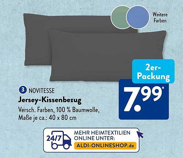NOVITÉSSE Jersey-Kissenbezug 2er-Packung