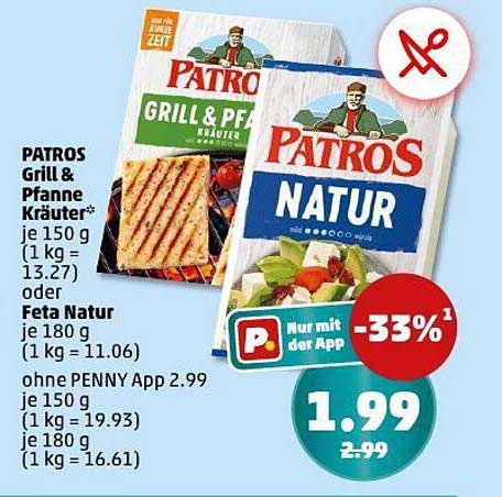 PATROS Grill & Pfanne Kräuter 150g oder Feta Natur 180g