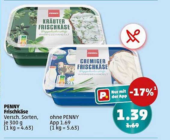 PENNY Frischkäse Versch. Sorten, je 300 g
