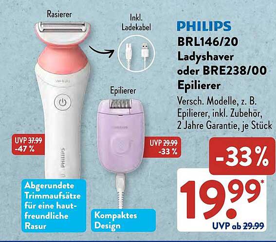 PHILIPS BRL146/20 Ladyshaver oder BRE238/00 Epilierer