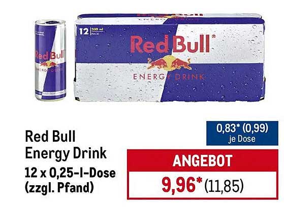 Red Bull Energy Drink 12 x 0,25-l-Dose (zzgl. Pfand)