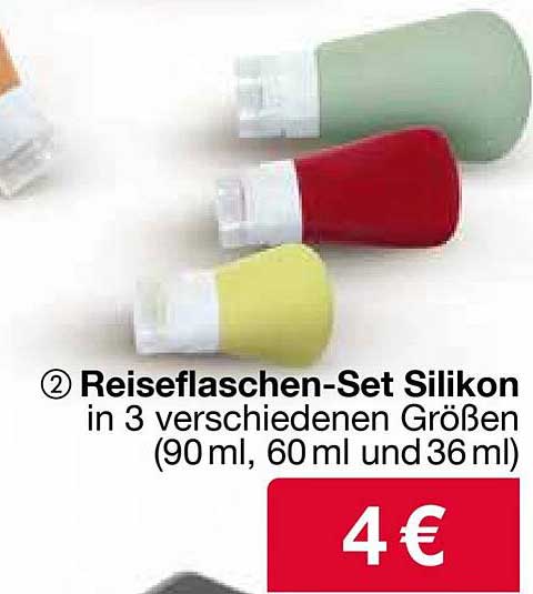 Reiseflaschen-Set Silikon in 3 verschiedenen Größen (90 ml, 60 ml und 36 ml)