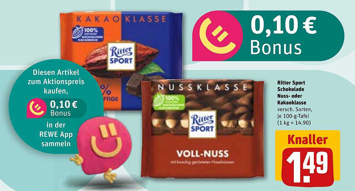 Ritter Sport Schokolade Nuss- oder Kakaoklasse