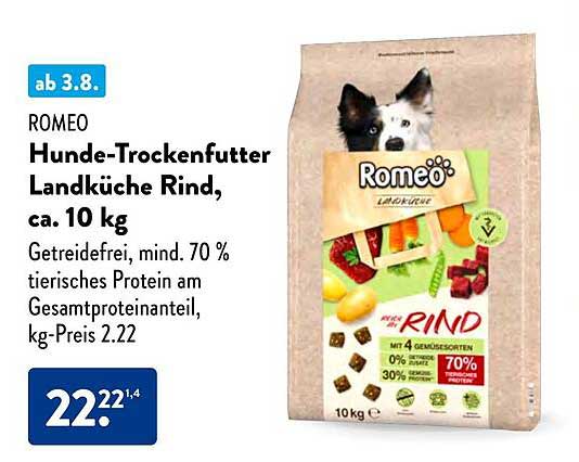 ROMEO Hunde-Trockenfutter Landküche Rind, ca. 10 kg