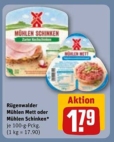 Rügenwalder Mühlen Mett oder Mühlen Schinken* je 100-g-Packung