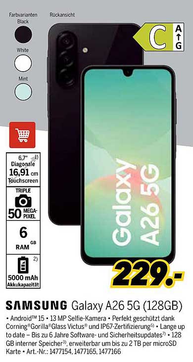 Samsung Galaxy A26 5G (128GB) - Das Spitzenmodell für Sparfüchse!