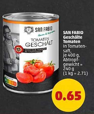 SAN FABIO Geschälte Tomaten in Tomatensaft, 400 g