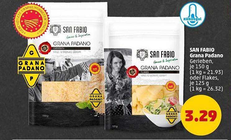 SAN FABIO Grana Padano Gerieben oder Flakes 150 g oder 125 g