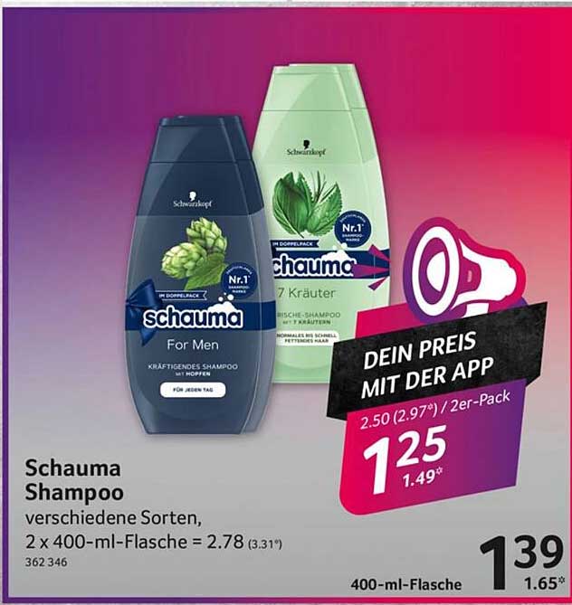 Schauma Shampoo - verschiedene Sorten, 2 x 400-ml-Flasche