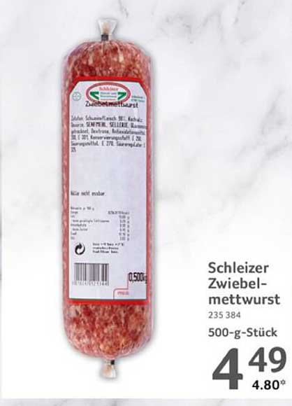 Schleizer Zwiebelmettwiurst 500-g-Stück