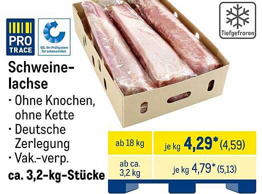 Schweinelachse - ohne Knochen, ohne Kette
