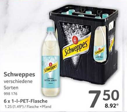 Schweppes 6 x 1,1-l-PET-Flasche - Verschiedene Sorten