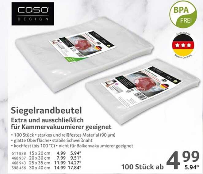 Siegelrandbeutel - Extra und ausschließlich für Kammer-vakuumierer geeignet