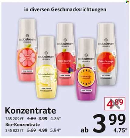 SodaStream Konzentrate in verschiedenen Geschmacksrichtungen