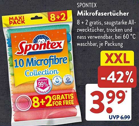 SPONTEX Mikrofaser tücher 10er Pack mit 8+2 gratis