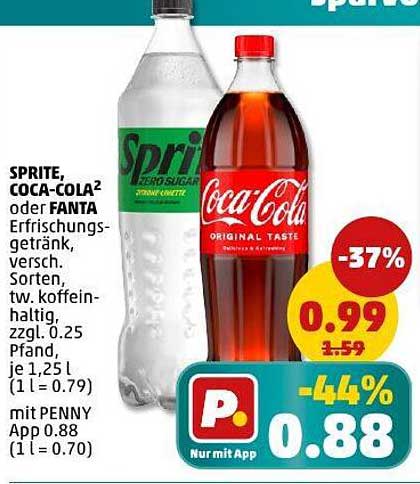 SPRITE, COCA-COLA² oder FANTA Erfrischungsgetränk 1,25 L