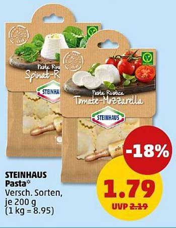 STEINHAUS Pasta - Spinat-Ricotta & Tomate-Mozzarella, 200 g