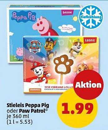 Stieleis Peppa Pig oder Paw Patrol je 360 ml