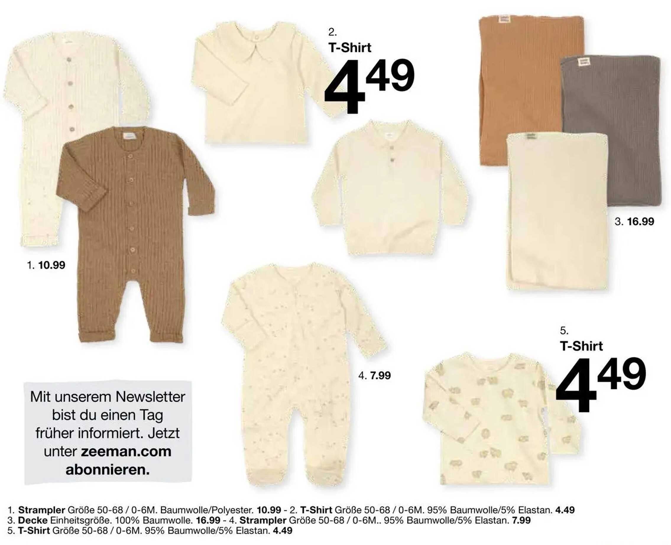 T-Shirt Größe 50-68 / 0-6M - 95% Baumwolle/5% Elasthan