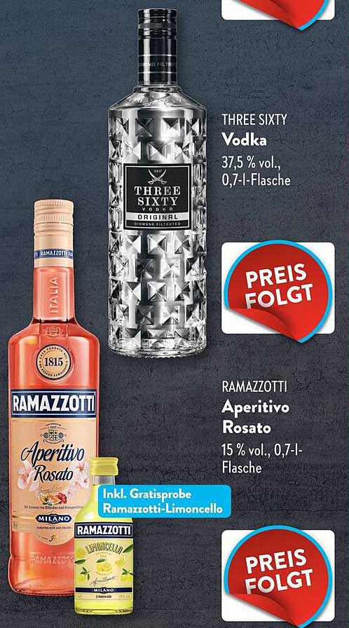 THREE SIXTY Vodka und Ramazzotti Aperitivo Rosato