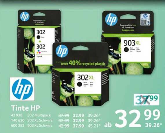 Tinte HP 302 Multipack, 302, 302 XL und 903 XL Schwarz