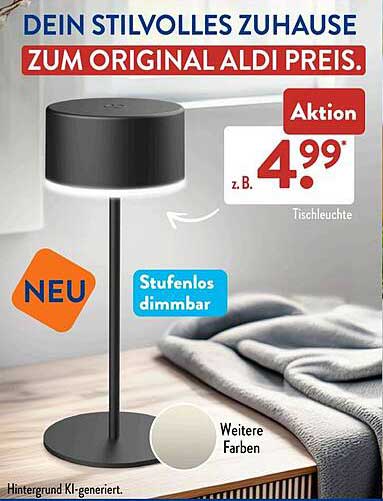 Tischleuchte - Stufenlos dimmbar zum ALDI Preis