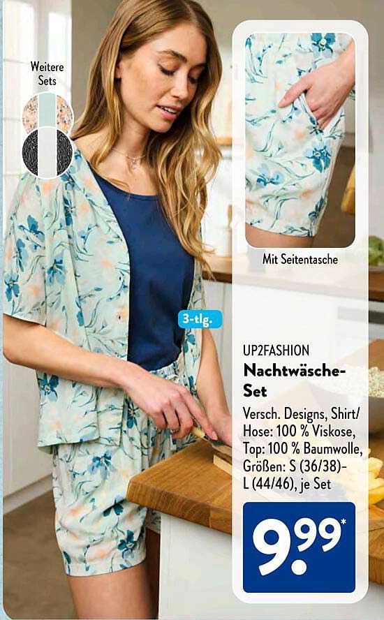 UP2FASHION Nachtwäsche-Set, 3-teilig