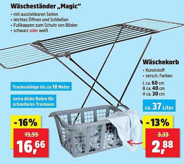 Wäscheständer „Magic“ und Wäschekorb